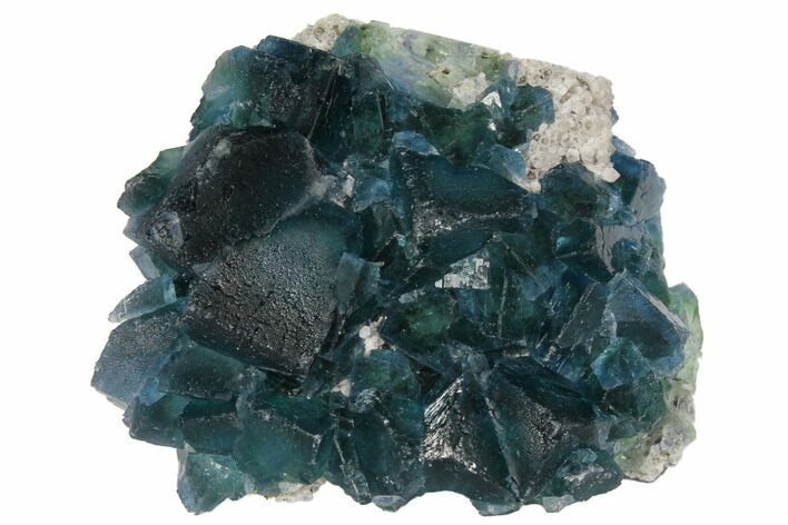 Blue-Green Fluorite Crystal Cluster on Quartz - China #128800